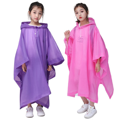 Rain Poncho for Kids, [2 Pack] EVA Kids Raincoat Reusable Rain Coat Jacket for Kids, Boys, and Girls 6-13 Years Old