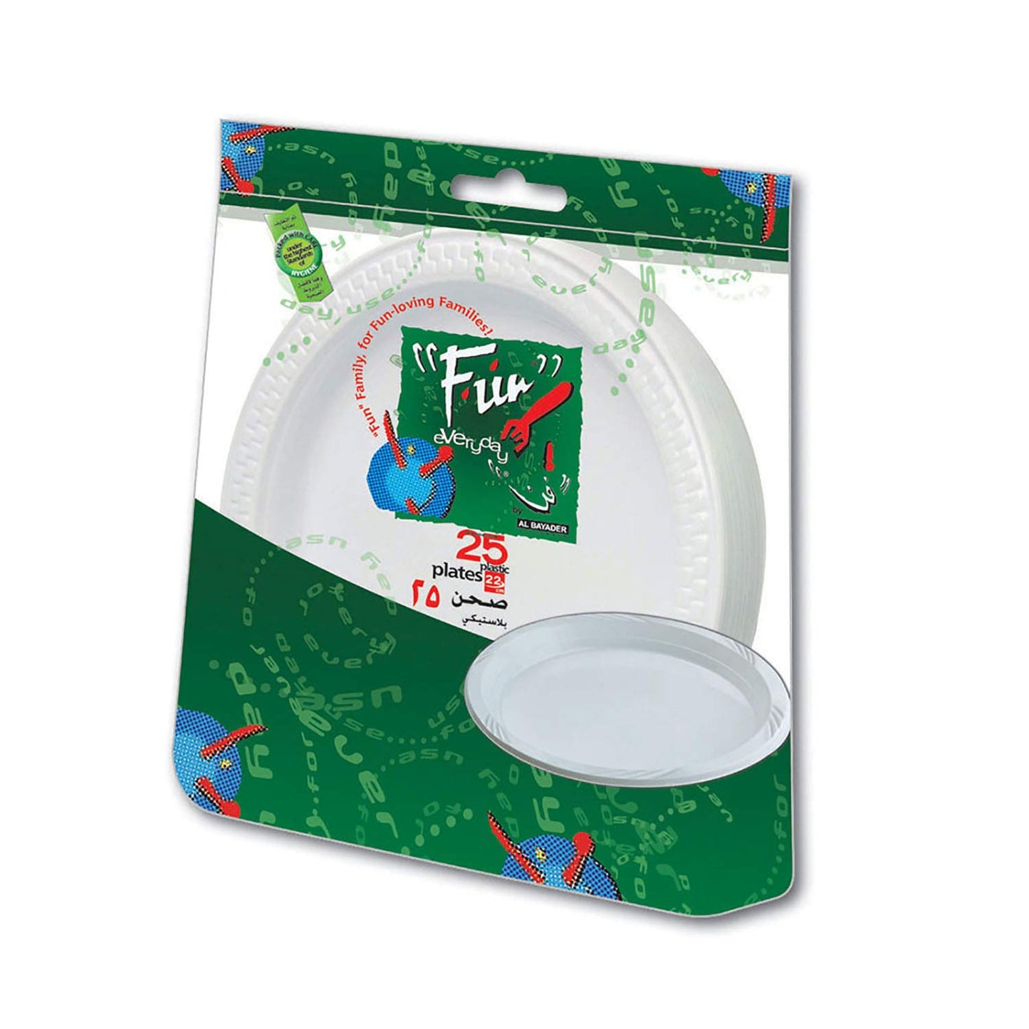 Fun Everyday Disposable Plastic Plate Set, Large,22 cm, Pack Of 25