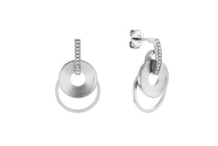 Calvin Klein Women's Crystal Bar Duo Disc Hoop Earrings, Silver
