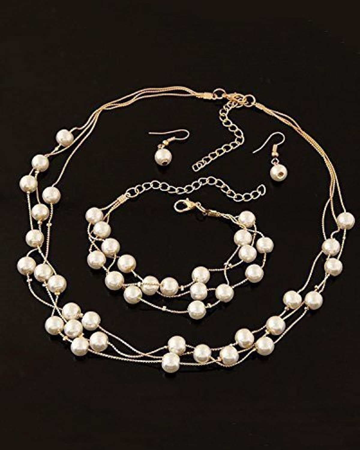 Shining Diva Fashion Pearl Jewellery Set for Women (White) (sd8431s)