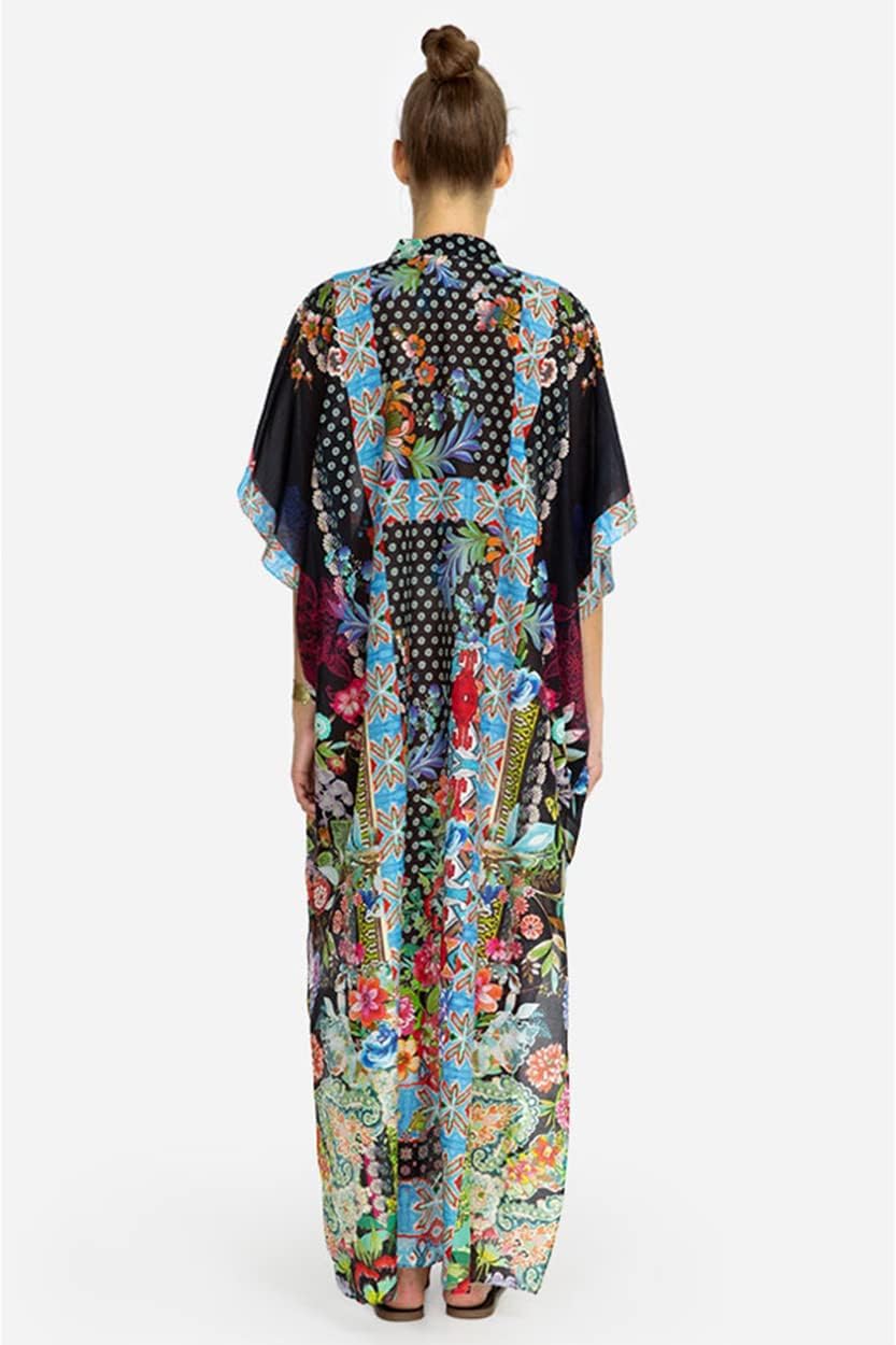 YouKD Maxi Dress V-Neck Kaftan Boho Robes Beach Cover-ups Dress Maxi Garment for Women