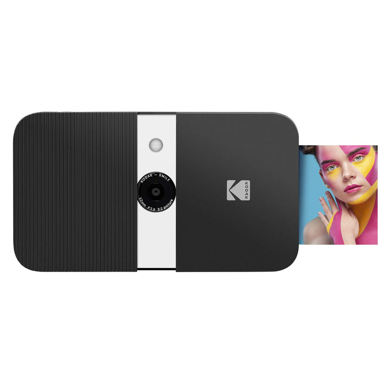 KODAK Smile Instant Print Digital Camera – Slide-Open 10MP Camera w/2x3 ZINK Printer, Screen, Fixed Focus, Auto Flash and Photo Editing – Black/White