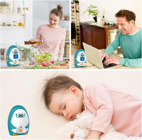 TimeFlys Audio Baby Monitor Twin Mustang OL, Two-Way Talk, Long Range up to 1000 ft, Rechargeable Battery, Temperature Monitoring and Warning, Lullabies, Vibration, LCD Display, Night Light