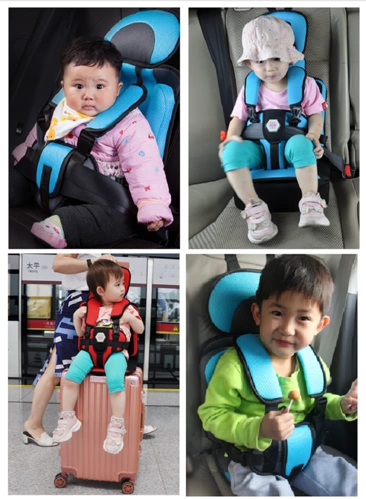 Auto Child Safety Seat Simple Car Portable Seat Belt, Car Seatbelt Protector for Kids 0-12, Foldable Car Seat Protection Travel Accessories, Sky Blue-small