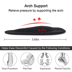 Dr. Foot Plantar Fasciitis Arch Support Shoe Insoles 5 Pairs, Thicken Gel Arch Pads for Flat Feet - Self-Adhesive Arch Cushions Inserts for Men and Women, Black 5 Pairs, One size
