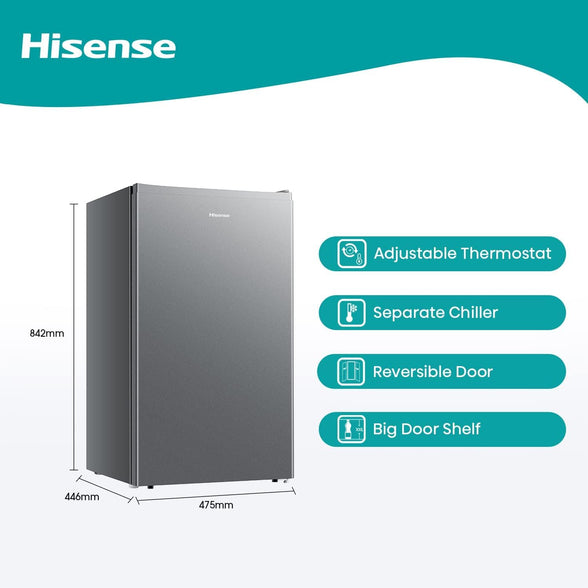 Hisense Single Door Refrigerator 122 Liter Rr122D4Asu Silver Compressor Warranty For 10 Years