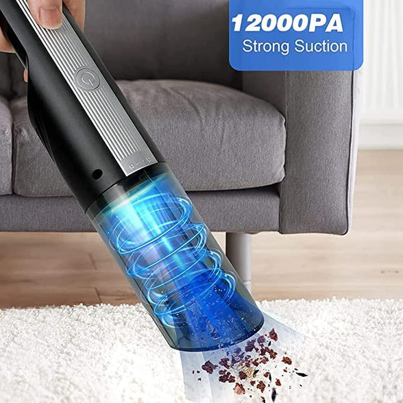 Cordless Handheld Vacuum Cleaner,12000Pa Powerful Compact Lightweight Rechargeable Mini Hand Vacuum Cleaner 4000 mAh Lithium Battery Home, Car, Dust Cleaning and Pet Hair (Grey-AE)