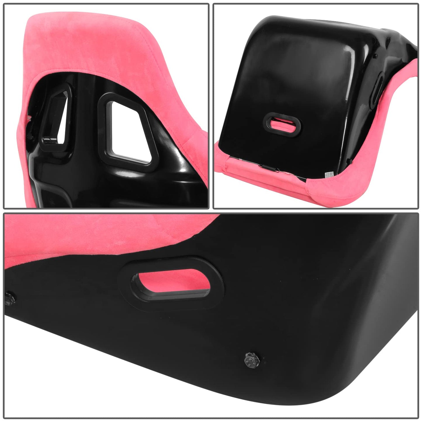 J2 Engineering J2-RS-005-PK Pink Stitching Reclinable Back Rest Racing Bucket Seats 4-Point 5-Point 6-Point Harnesses 34" H X 23" W X 23" D Universal Fit