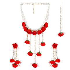 YouBella Stylish Latest Traditional Jewellery Set for Women (Red)(YBNK_5543)