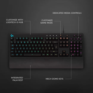 Logitech G213 Prodigy Gaming Keyboard, LIGHTSYNC RGB Backlit Keys, Spill-Resistant, Customizable Keys, Dedicated Multi-Media Keys – Black