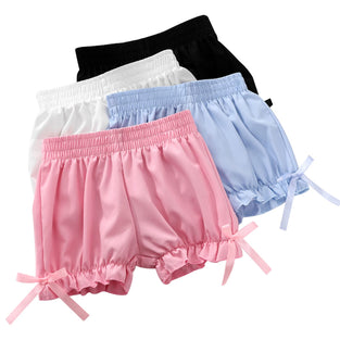 EEZYCHOIC Baby Girls' Shorts 4 Pack Breathable and Safety Loose Cute Bloomer Shorts Fashion Casual Shorts for Little Girls (5-6 Years)