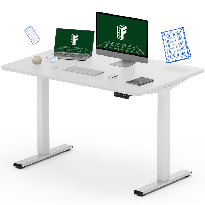 Flexispot Electric Height Adjustable Standing Desk, 48" Sit Stand Up Computer Desk Workstation for Home Office (White Frame/White Desktop, 48 x 24 inch)