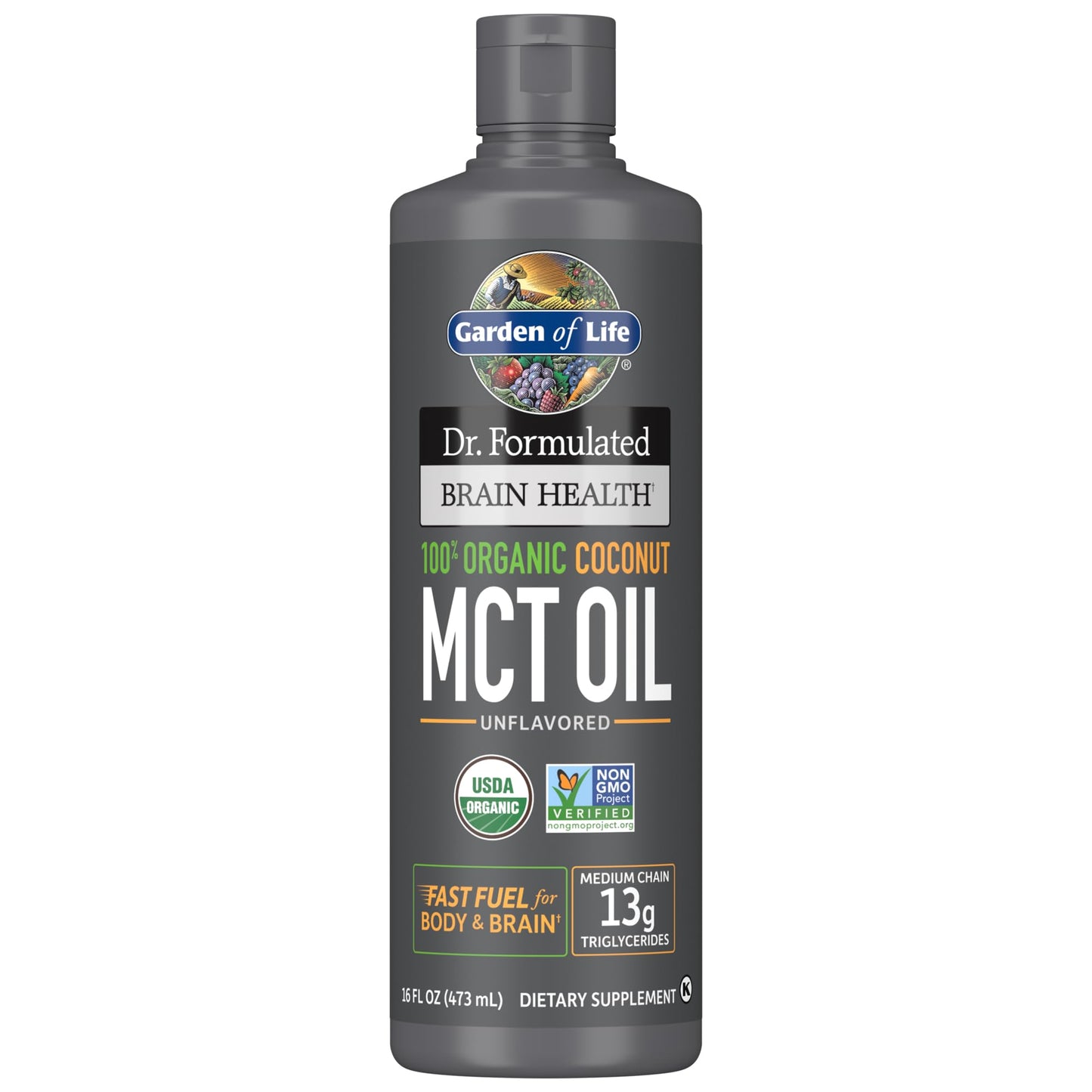 GARDEN OF LIFE DR. FORMULATED BRAIN HEALTH ORG COCONUT MCT OIL 16OZ:2222