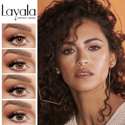 Layala by eyewa - Pack of 2 Colored Contact Lenses - Color Crystal Brown - 3 Months Replacement Eye Lenses - Unisex contact Lenses - Available in Plano & All Powers