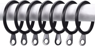 Metal Drapery Curtain Rings Hanging Rings for Curtains and Rods, Drape Sliding Eyelet Rings 30 mm Internal Diameter for Most Curtains, Shower Curtains Easy to Install (Black, 20 Pack)