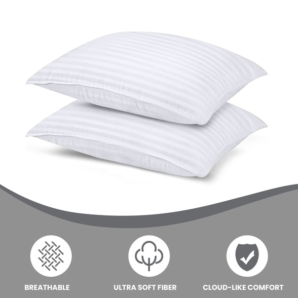 Utopia Bedding (2 Pack) Premium Plush Gel Pillow - Fiber Filled Bed Pillows - Queen Size 20 x 28 Inches - Cotton Pillows for Sleeping - Fluffy and Soft Pillows