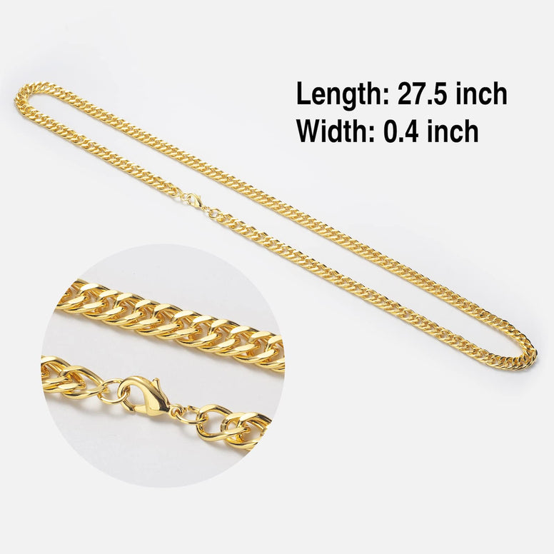 80s 90s Hip Hop Costume Jewelry Gold Chain for Women Men Gold Acrylic Chain Rapper Faux Gold Chain Necklace Costume Accessory