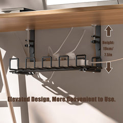 Under Desk Cable Management Tray, TAME 15.7" No Drill Steel Desk Cable Organizers, Under Desk Cable Organizer for Wire Management, Cable Management Tray Matches Most Office Desks