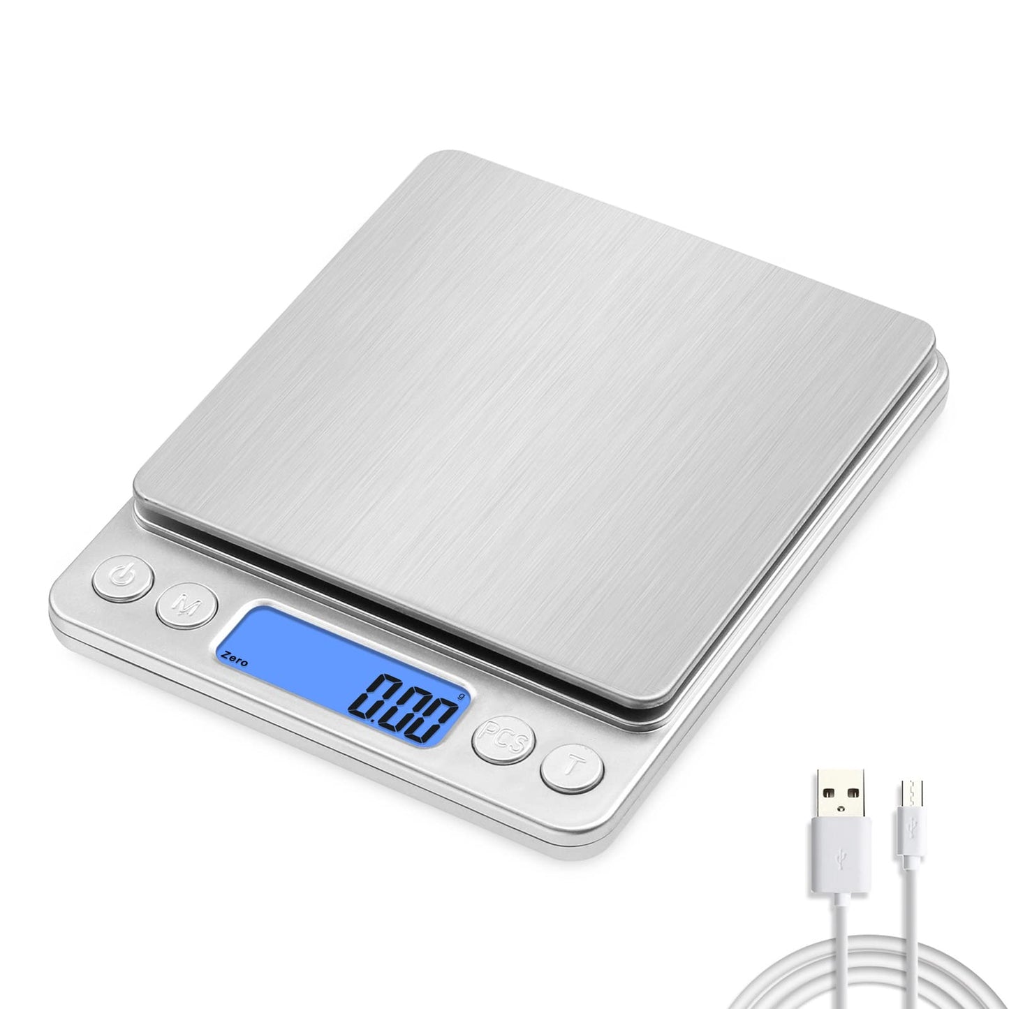 NEXT-SHINE Gram Scale Digital Mini Pocket Pro Size Rechargeable Portable Scale 500g x 0.01g with Stainless Steel USB Charged for Coffee Beans Jewelry Small Postal Parcel Baking Cooking