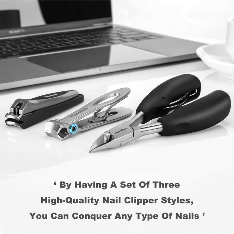 Norchan Large Nail Clippers Set, 5 Pcs Sharp Toenail and Fingernail Clippers for Men and Women (Premium, Big Size, Heavy-Duty Design)