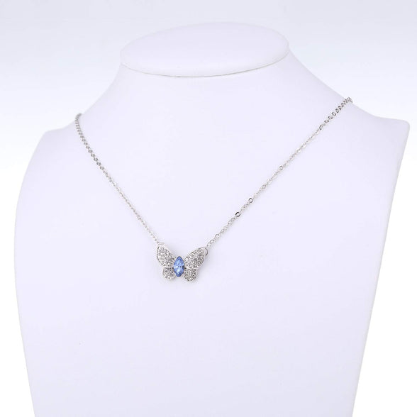 KRUCKEL Sparkling Butterfly White Gold plated necklace made with Swarovski® Crystals - 5021020