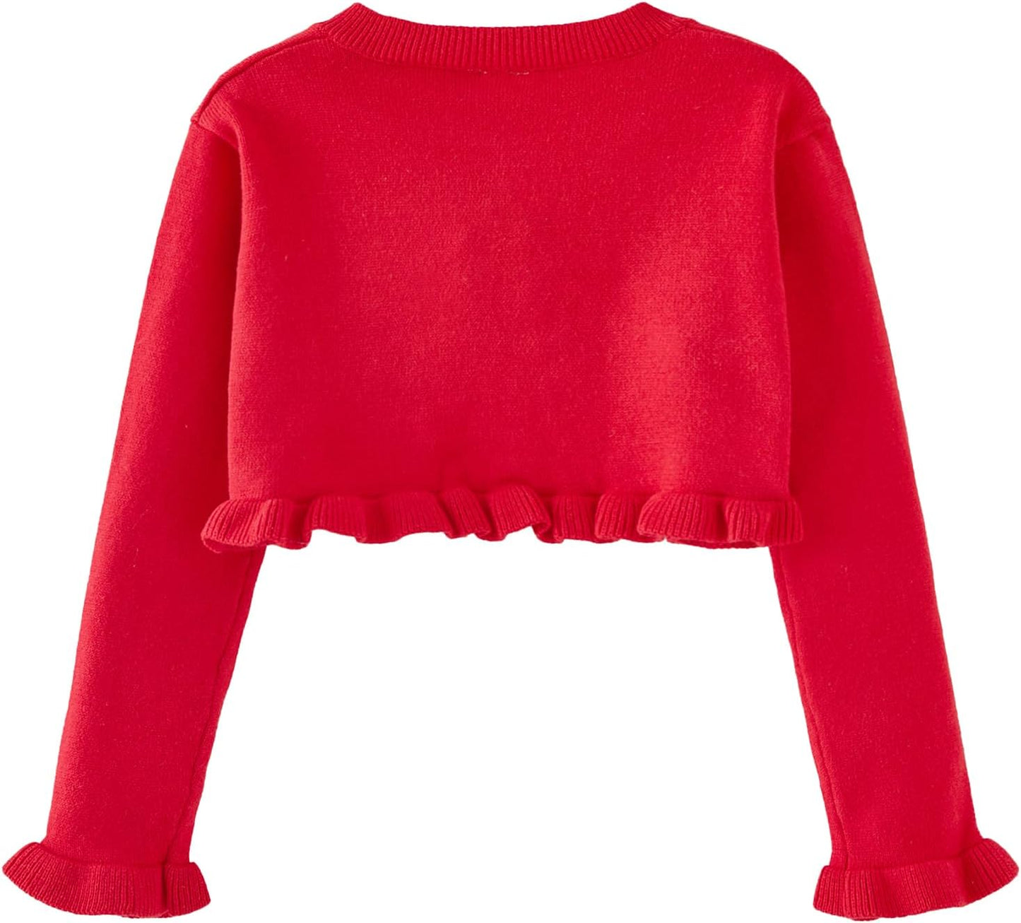 Girls’ Bolero Cardigan Long Sleeve Knitted Shrug Sweaters Button Closure Lace Ruffle Shawl Cropped Dress Up Tops Jacket