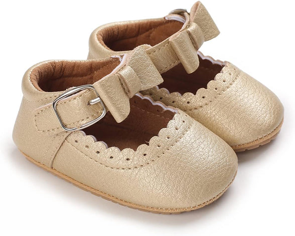 LAFEGEN Baby Girl Shoes Non Slip Soft Sole PU Leather Infant Toddler Mary Jane Flats First Walker Crib Dress Oxford Shoes for 6 Months