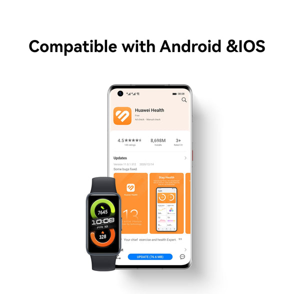 HUAWEI Band 8 Fitness Watch - Ultra Thin Smart Band design with Up to 2 Weeks Battery Life - Activity Trackers Compatible with Android & iOS with Full Health Management & Sleep Tracking - Bla