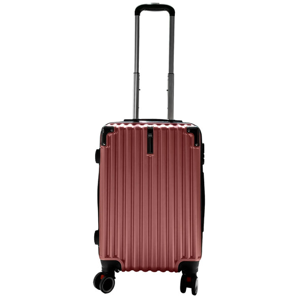 Carry on travel luggage (size 20) fashionable Hard-shell (Hard side) trolley bag, with 360 spinner wheels, and extra protection or corners and sides. (Rose gold)