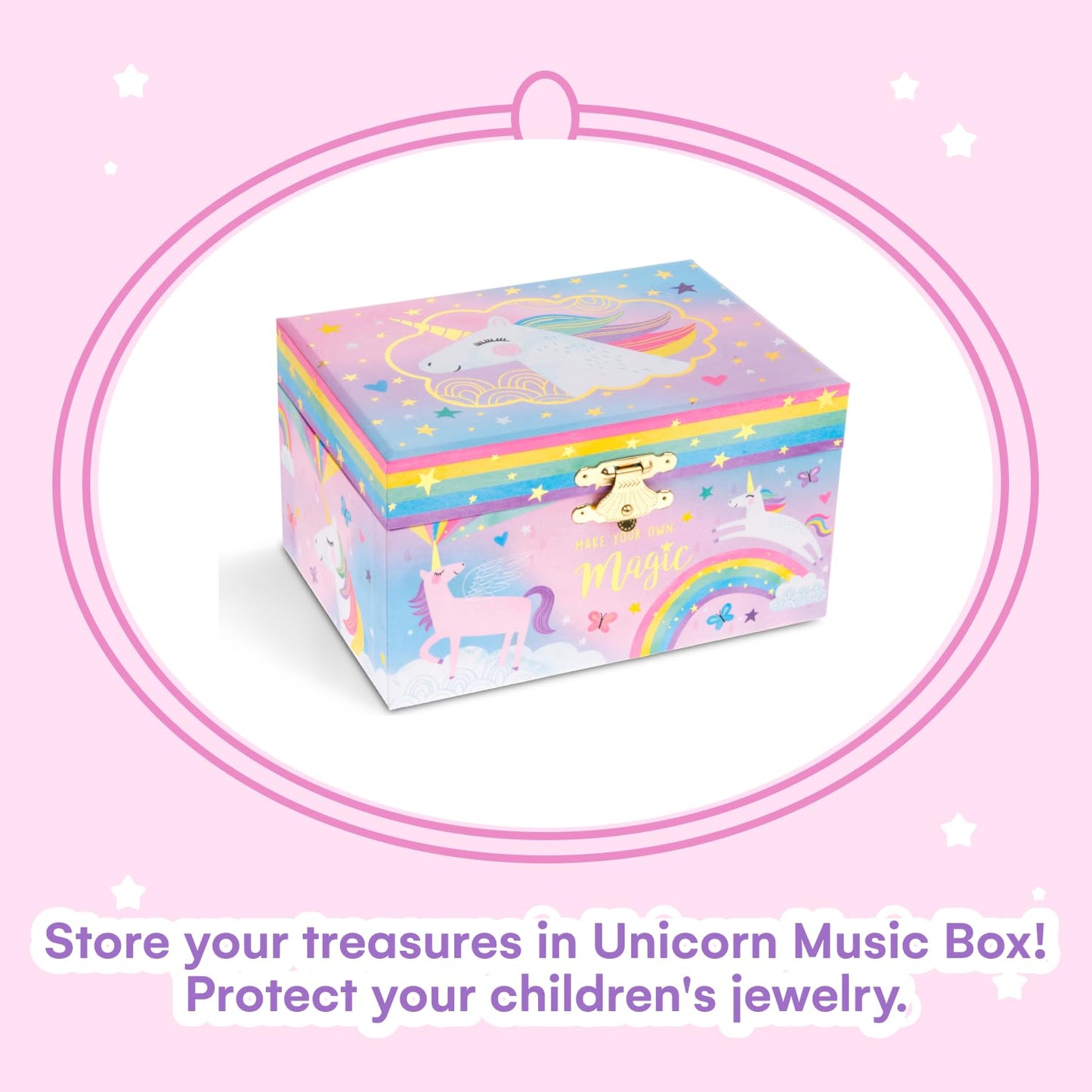 Jewelkeeper Girl's Musical Jewelry Storage Box with Spinning Unicorn, Cotton Candy Unicorn Design, The Beautiful Dreamer Tune, Ideal Gifts for Little Girls