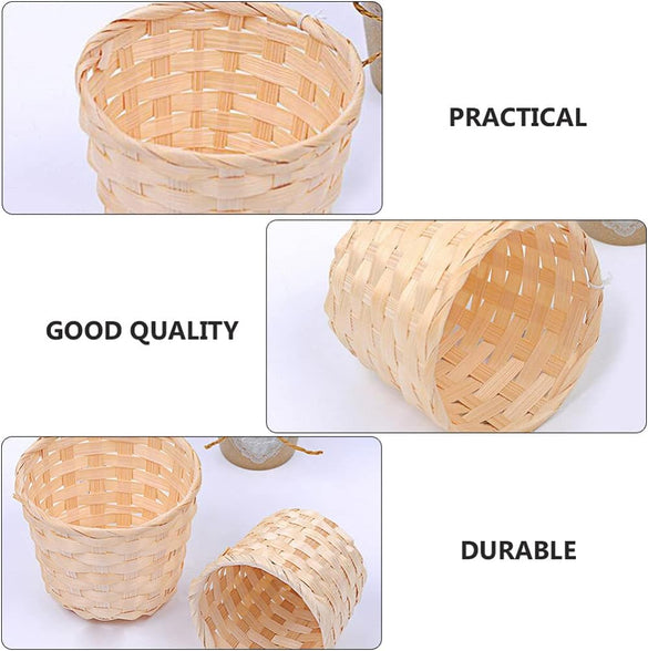 DOITOOL 5Pcs Mini Woven Baskets Without Handles, Miniature Flower Basket Dollhouse Picnic Basket Mini Wicker Basket for Fairy Garden Dollhouse Accessory, 9X9X7.5cm