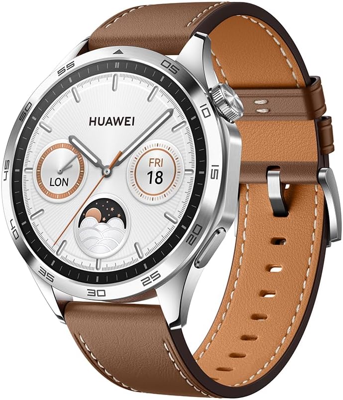 HUAWEI Watch GT4 46mm Smartwatch, HUAWEI Scale3 + Strap, Upto 2-Weeks Battery Life, Pulse Wave Arrhythmia Analysis, 24/7 Health Monitoring, Compatible with Andriod & iOS, Brown