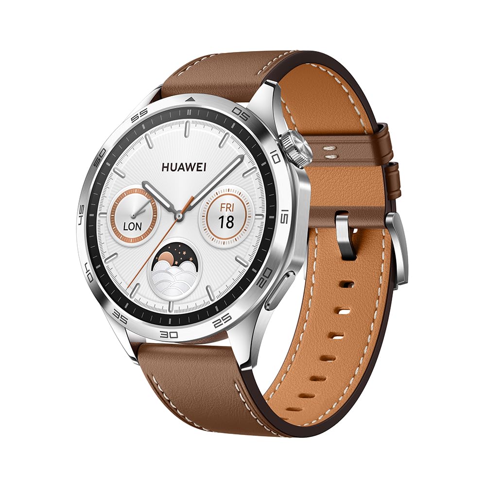 HUAWEI Watch GT4 46mm Smartwatch, HUAWEI Scale3 + Strap, Upto 2-Weeks Battery Life, Pulse Wave Arrhythmia Analysis, 24/7 Health Monitoring, Compatible with Andriod & iOS, Brown