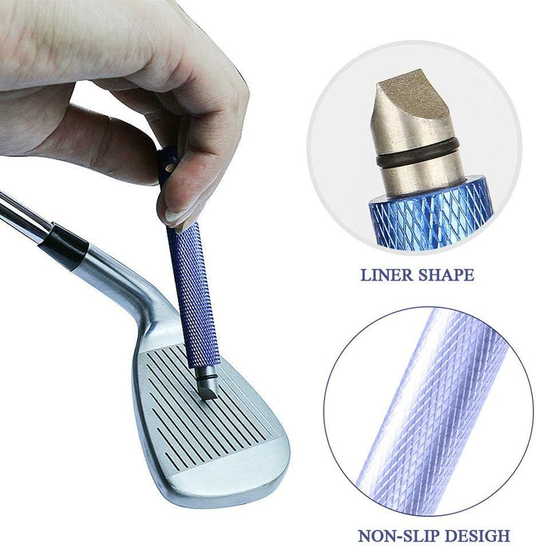 Gzingen Golf Tool Set, Golf Club Groove Sharpener and Retractable Golf Club Brush, Re-Grooving Tool and Cleaner for Wedges & Irons for Golfers, Practical Sharp and Clean Kits