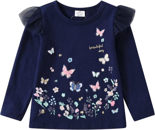 VIKITA Little Girls Cute Flower Long Sleeve T-Shirt Top for 1-8 Years