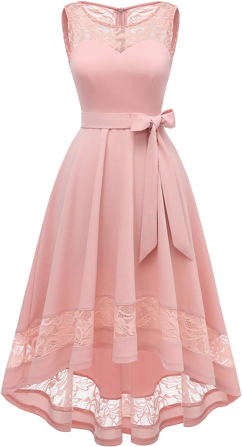 High Low Wedding Guest Dresses for Women Cocktail Evening Lace Party Dress Teen Semi Formal Bridesmaid Dress Tea Length