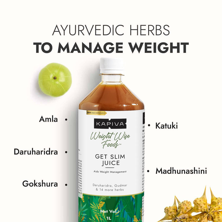 Kapiva Get Slim Juice | Healthy Weight Management Through 12 Ayurvedic Herbs | Aids Metabolism and Digestion (1L)