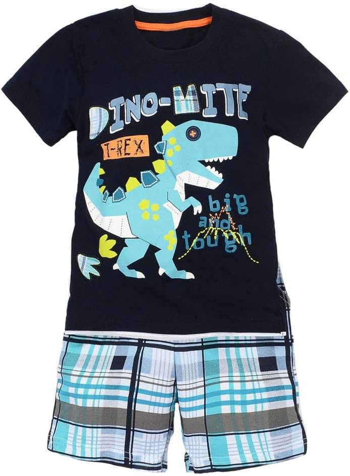 Coralup Toddler Boys Girls Dinosaur Short Sleeve Cotton 2PCS T-Shirt & Shorts Sets (3-4 Years)