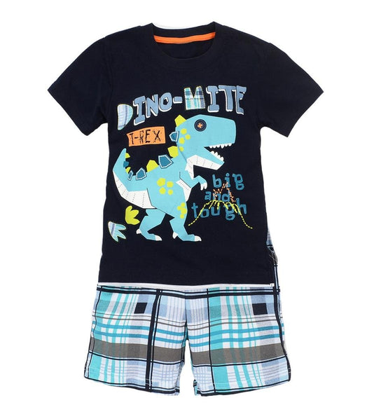 Coralup Toddler Boys Girls Dinosaur Short Sleeve Cotton 2PCS T-Shirt & Shorts Sets (3-4 Years)