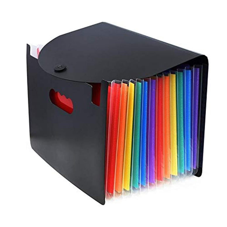12 Pockets Expanding File Folders, Portable Accordion A4 Expandable File Organizer, Large Capacity Multicolour Stand Plastic BUSiness File Box