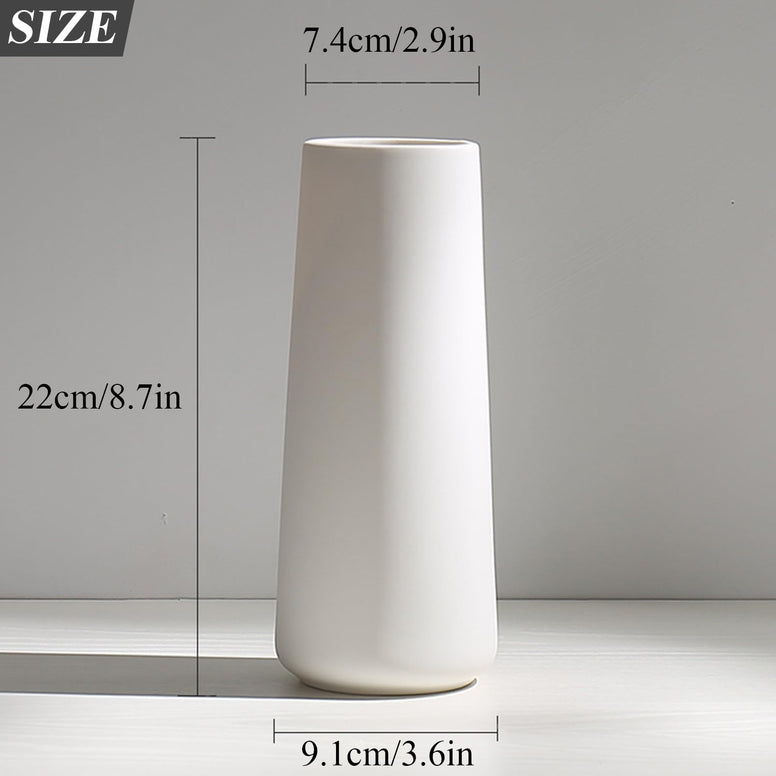 Qiccijoo White Ceramic Vase Flower Vase for Modern Home Decor Minimalism Style White Vases for Flowers Pampas Flower Vases Modern Desk Aesthetic Room Decor