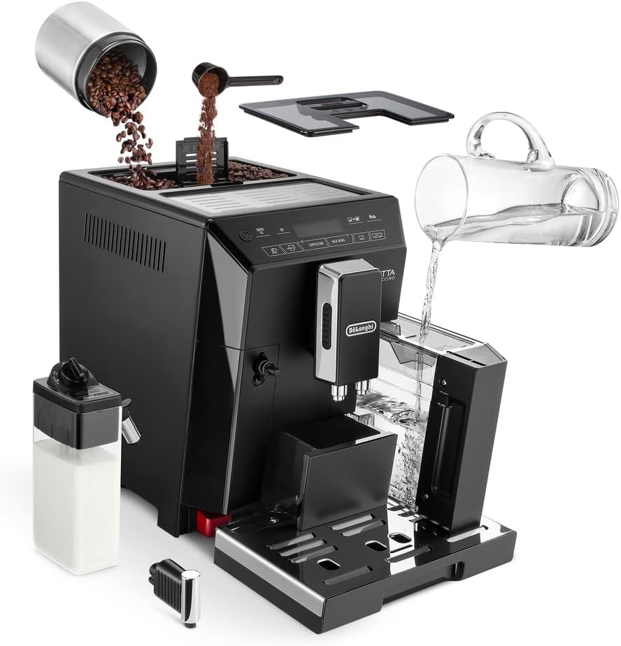 De'Longhi Eletta Fully Automatic Coffee Machine | With Milk Frother | 13 Adjustable Settings | Integrated Coffee Grinder | ECAM44.660.B (Black)