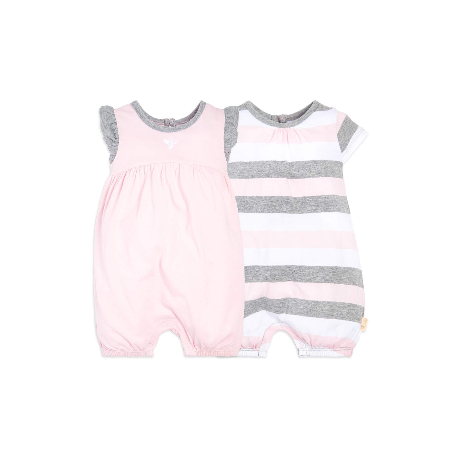 Burt's Bees Baby Baby Girl's Rompers, Set of 2 Bubbles, One Piece Jumpsuits, 100% Organic Cotton (6 Months)