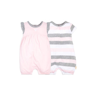 Burt's Bees Baby Baby Girl's Rompers, Set of 2 Bubbles, One Piece Jumpsuits, 100% Organic Cotton (6 Months)