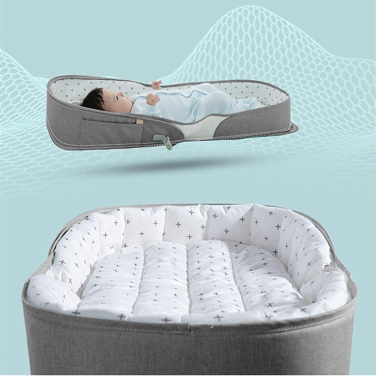 Sunveno Portable Baby Bed & bag- Grey