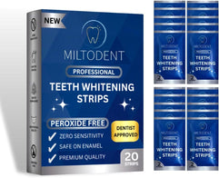 MILTODENT Professional Teeth Whitening Strips | Non-Sensitive | 20 Peroxide-Free Teeth Whitening Strips | Dentist Formulated | Enamel Safe | Pain-Free | Pap Formula | Mint, Coconut Flavour