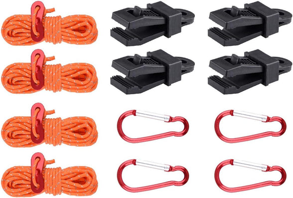 TRIWONDER Reflective Guylines Guy Ropes Paracord with Tarp Clips Carabiners Cord Adjusters Tent Tensioner for Outdoor Camping Hiking Backpacking orange