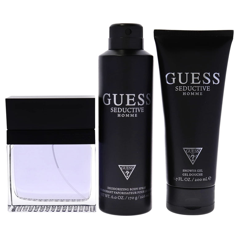 GUESS Seductive Eau de Toilette 100 ml + Shower Gel 200 ml + Body Spray 226 ml, Gift Set for Men