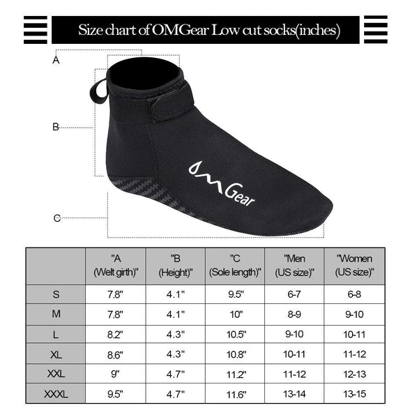 OMGear Water Socks Neoprene Socks Beach Booties 3mm 5mm Anti-Slip Wetsuit Footwear Fin Swim Sand Proof Socks