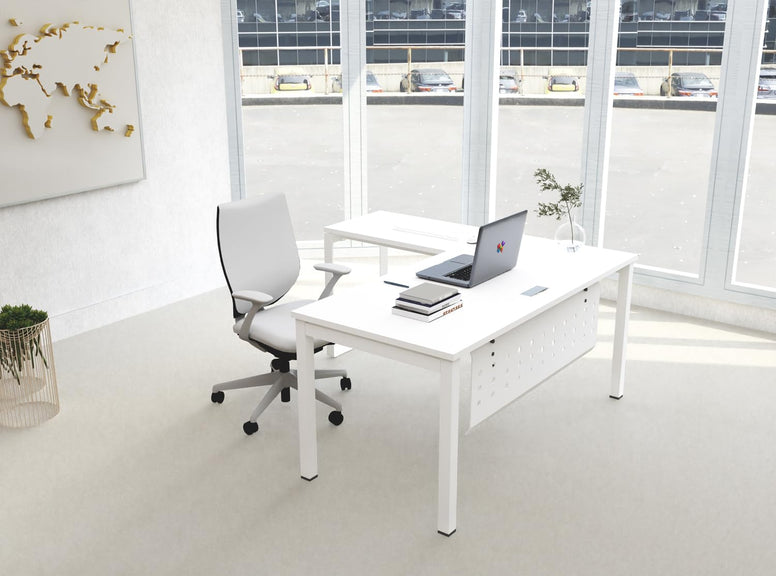 Mahmayi Figura 72-18L Modern Workstation - Multi-Functional MDF Desk with Smart Cable Management, Secure & Robust - Ideal for Home and Office Use (Without Drawer)(180cm, White)